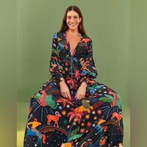 Farm Rio zodiac maxi dress, like new